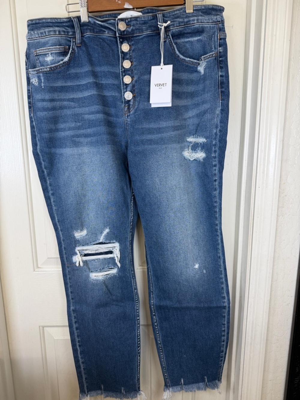 Vervet  Boyfriend Jeans Blue Distress 20 denim curvy skinny flying monkey nwt